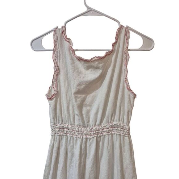 Max Studio Women's White Cotton Knit w Red Embroidery Sleeveless Lined Dress EUC - Picture 10 of 13
